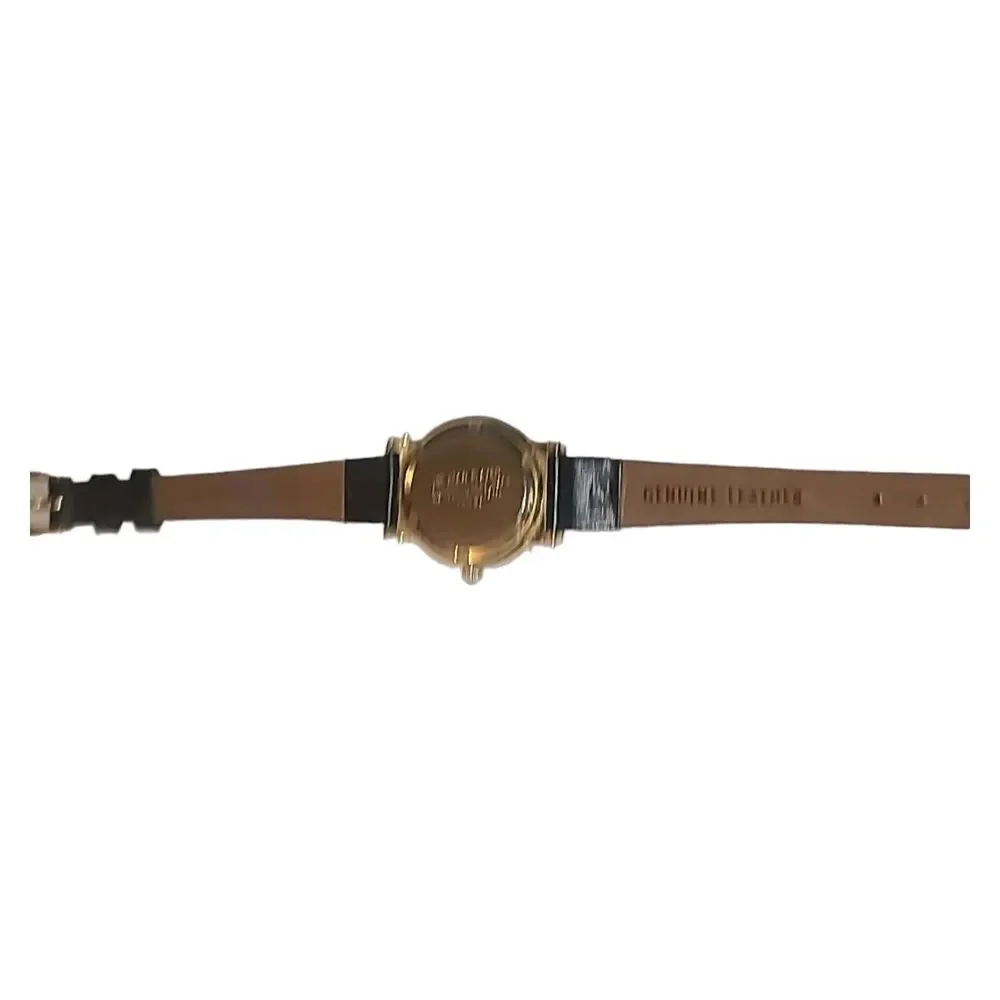 Le Chateau Womens DAIMOND 18k Gold Plated Watch Black Leather *Needs Battery‎